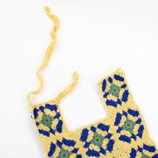 Handmade Crocheted Granny Square Kids Apron Yellow Blue Green
