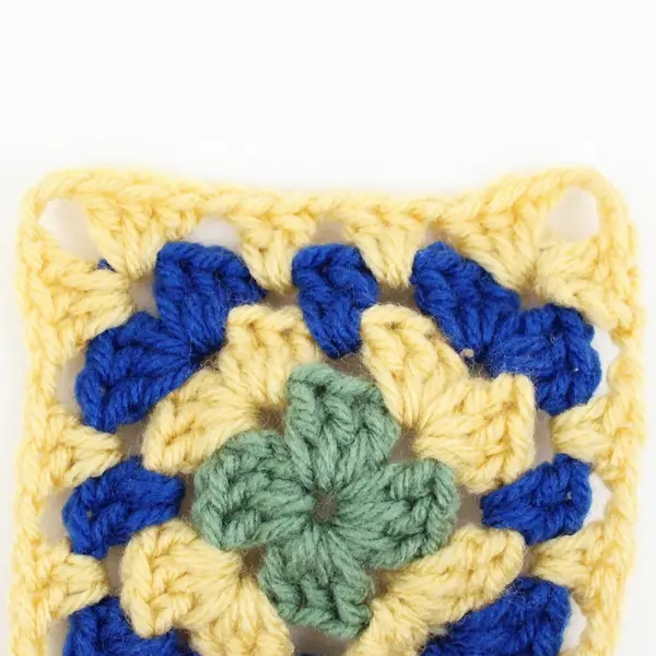 Handmade Crocheted Granny Square Kids Apron Yellow Blue Green