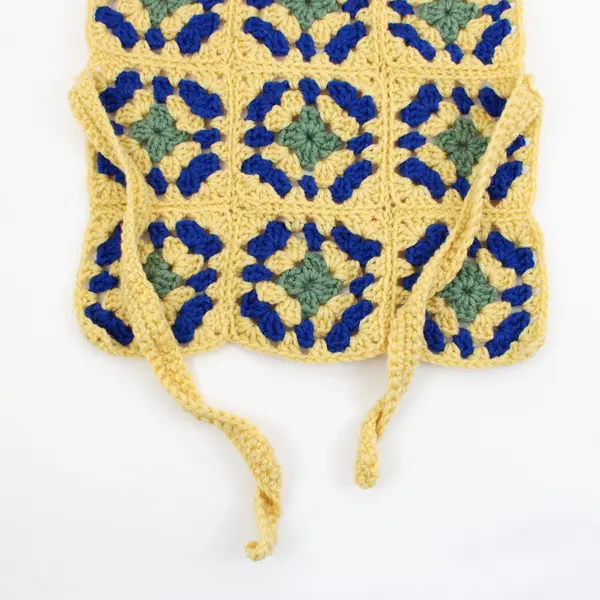 Handmade Crocheted Granny Square Kids Apron Yellow Blue Green