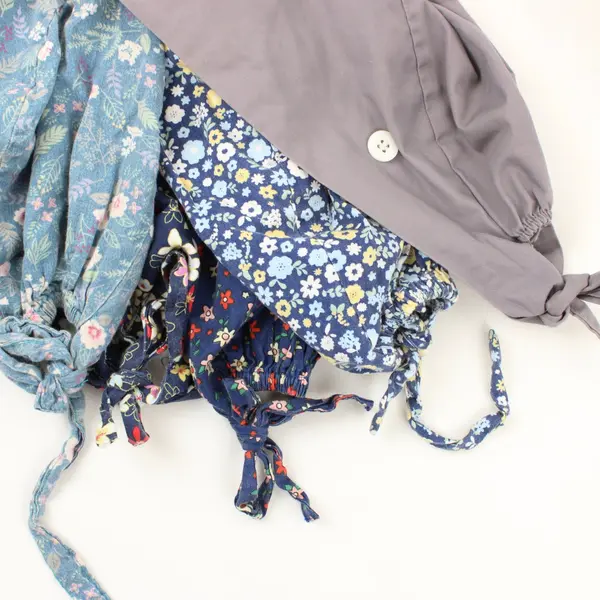 Lot of 5 Handmade Adjustable One Size Scrub Caps, 4 Floral, 1 Gray