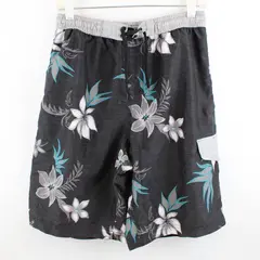 Burnside Men's Medium Gray Teal Floral Swim Trunks