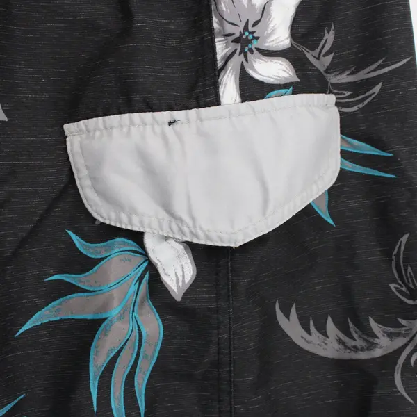 Burnside Men's Medium Gray Teal Floral Swim Trunks