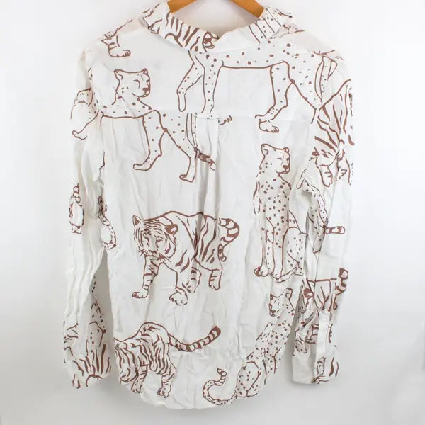 Rails Women's Medium Long Sleeve Cheetah Tiger Leopard Print Button-Up Shirt