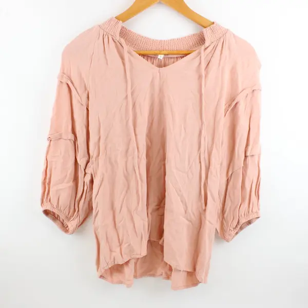 Maurices Women's Small Peach Pink Half-Sleeve Peasant Top