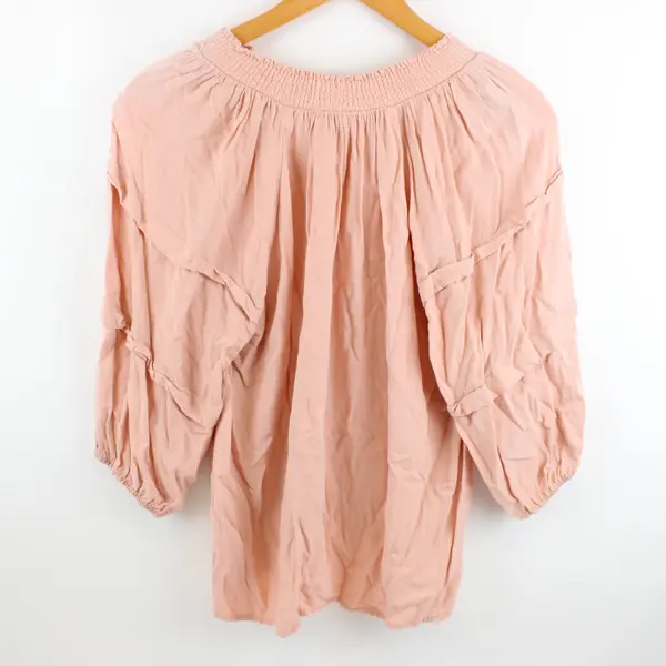 Maurices Women's Small Peach Pink Half-Sleeve Peasant Top