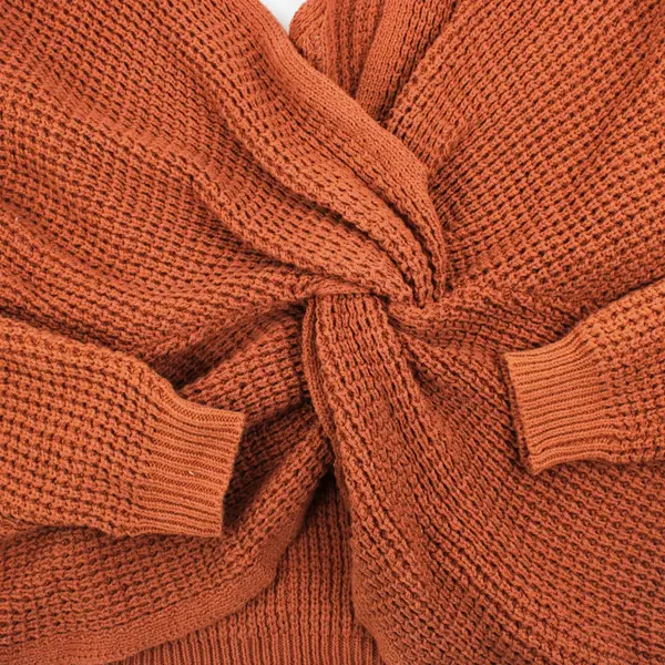 Women's Burnt Orange V-Neck Long Sleeve Knit Top Size M