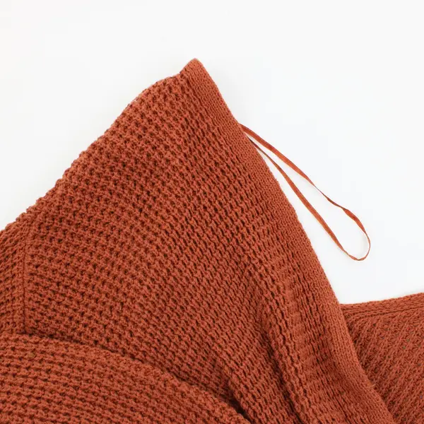 Women's Burnt Orange V-Neck Long Sleeve Knit Top Size M