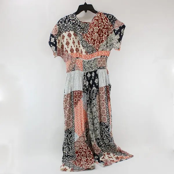 Patrons of Peace Women's Small V-Neck Short Sleeve Multi-Pattern Jumpsuit Boho