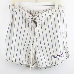 PacSun Budweiser Men's Large White Blue Striped Swim Shorts