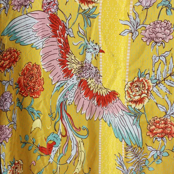 Sundance Willow Song Women's Small Yellow Floral Kimono Cardigan Fringe