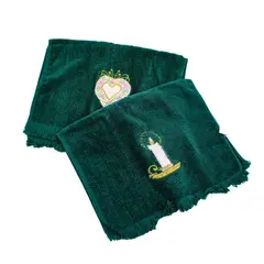 Lot of 2 Saturday Knight LTD Small Green Hand Towels Candle Heart