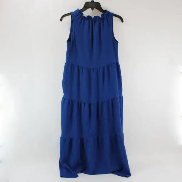 Max Studio Women's Blue Maxi Sleeveless Tie-Neck Dress Size XS