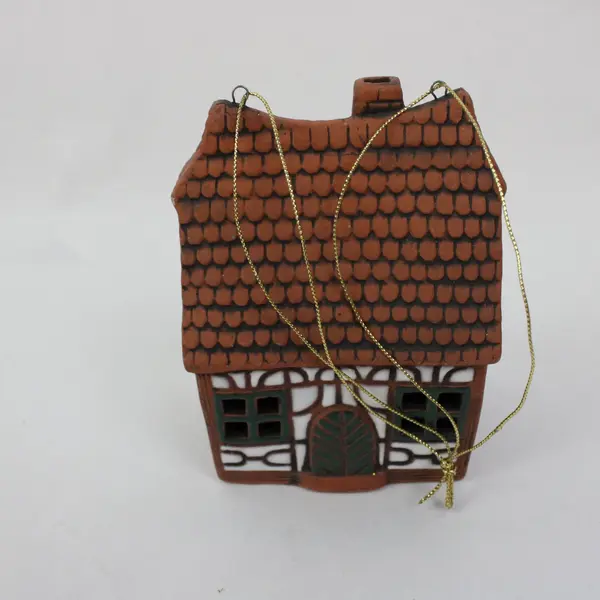 Set of 2 Ceramic House Ornaments Decorative Miniature Home Decor