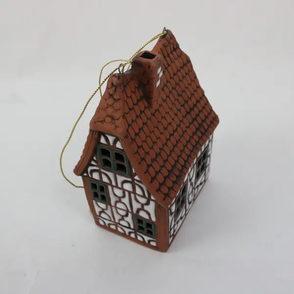 Set of 2 Ceramic House Ornaments Decorative Miniature Home Decor