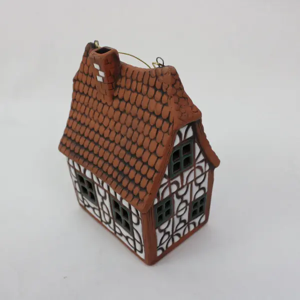 Set of 2 Ceramic House Ornaments Decorative Miniature Home Decor