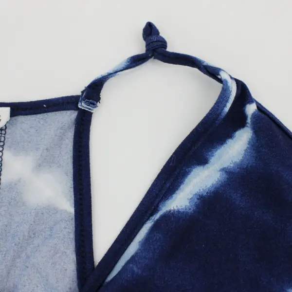 ePretty Chicago Women's XL Blue White Tie Dye Sleeveless Dress Double Leg Slits