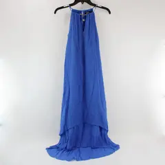 Mlle Gabrielle Women's Blue Halter Trapeze Maxi Sundress Small