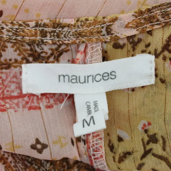 Maurices Women's M Pink Yellow Floral Sheer Open Front Elbow Sleeve Cardigan