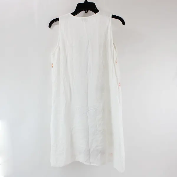 Chic Connection Women's S White Multicolor Embroidered Boho Cotton Rayon Dress