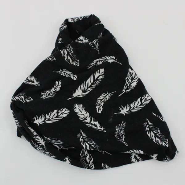 Women's Black Infinity Headwrap White Feathers Hair Accessory