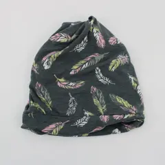 Women's Grey Infinity Headwrap White Pink Yellow Green Feather Pattern