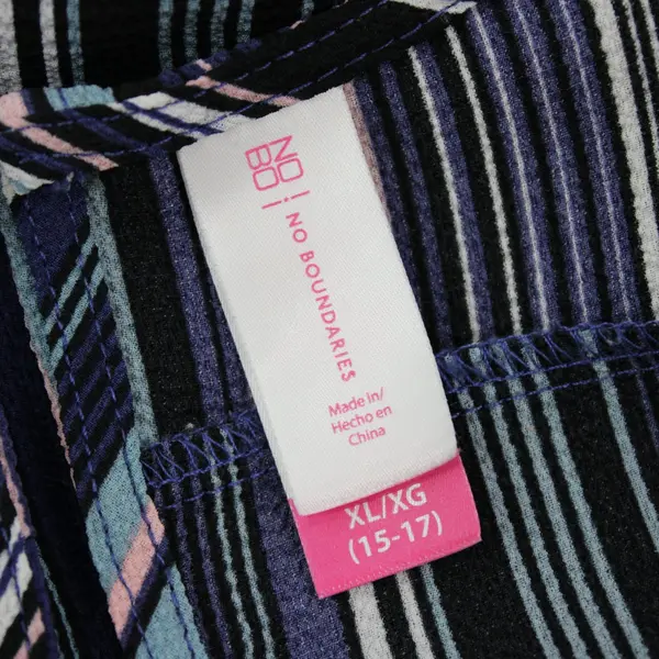 No Boundaries Women's XL(15-17) Striped V-Neck Short Sleeve Jumpsuit Multicolor