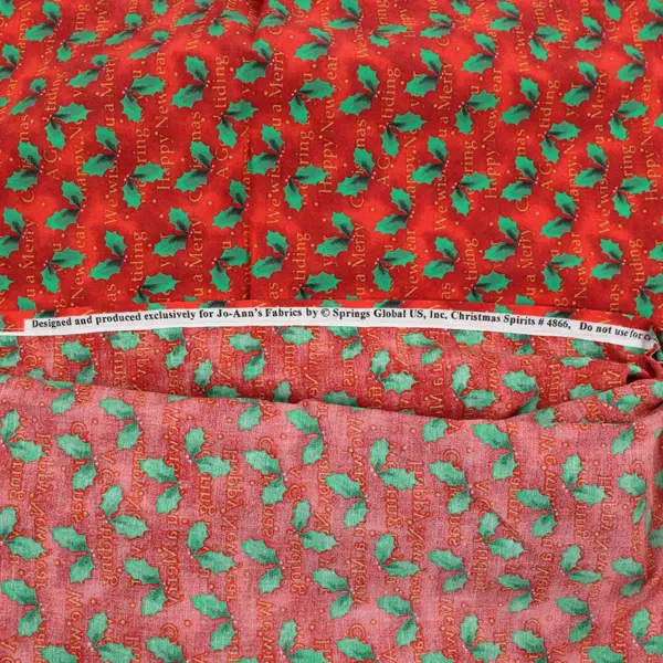 Jo-Ann's Fabrics Christmas Spirits #4866 Set of 2 Handmade Holly Xmas Pillow