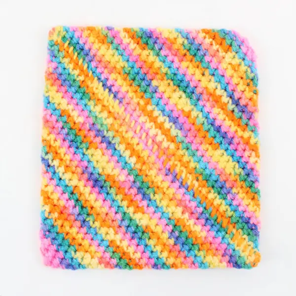 Lot of 2 Handmade Multicolor Knit Hot Pads 7 Inch