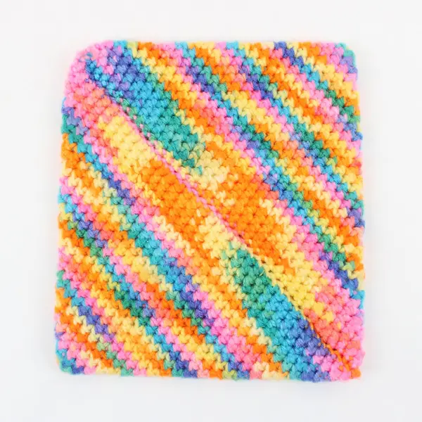 Lot of 2 Handmade Multicolor Knit Hot Pads 7 Inch