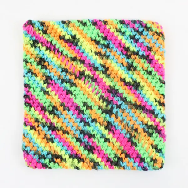 Lot of 2 Handmade Multicolor Knit Hot Pads 7 Inch