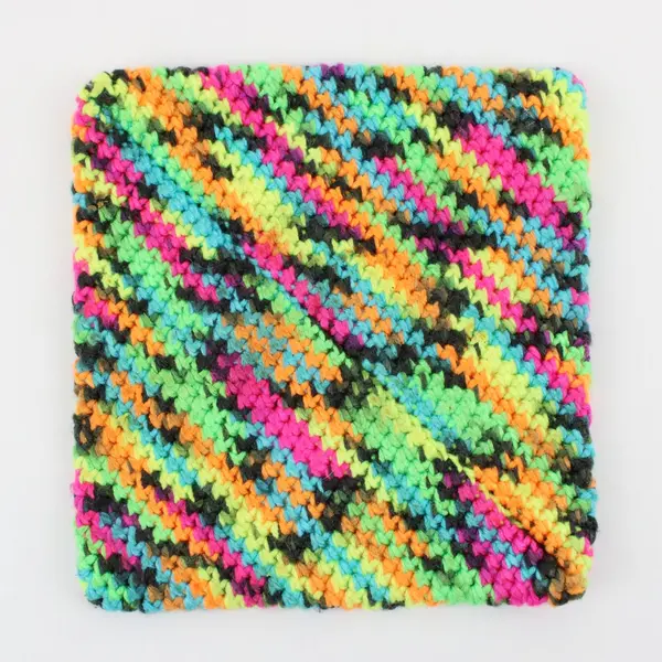 Lot of 2 Handmade Multicolor Knit Hot Pads 7 Inch