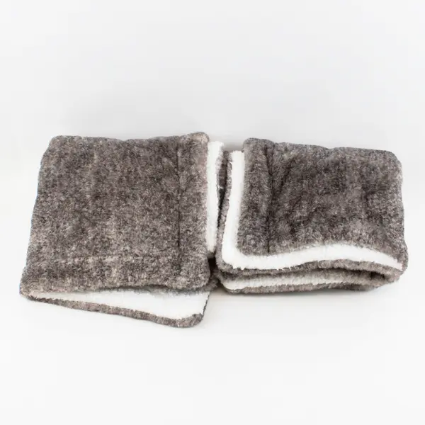 Queen Gray Plush Faux Fur Pillow Shams Set of 2 Pre-Owned