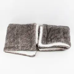 Queen Gray Plush Faux Fur Pillow Shams Set of 2 Pre-Owned
