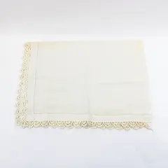 White Linen Table Runner 49x17.5 Sofa Table Cover Ornate Lace Border