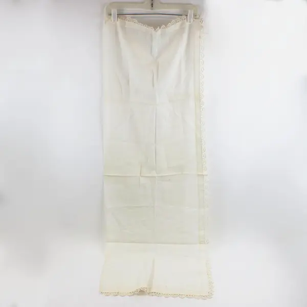 White Linen Table Runner 49x17.5 Sofa Table Cover Ornate Lace Border