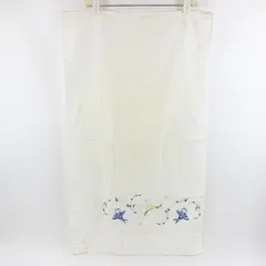 Vintage Hand-Embroidered White Pillowcase Floral Bird Motif