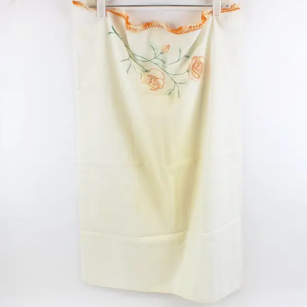 Set of 2 Vintage Hand-Embroidered Pillowcases Yellow Orange Floral