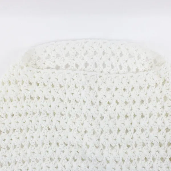 Women's White Crocheted Poncho Lightweight Open Design Cover Up