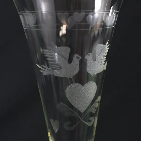 2 COLONY Handmade Lovebird Long Stemmed Crystal Champagne Flutes  11.5" NWT