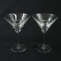 Lot Of 2 Unbranded Matching Clear Glass Martini Glasses Cocktail 6.75" Tall