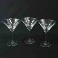 Lot Of 3 Unbranded Matching Clear Glass Martini Glasses Cocktail 6.75" Tall
