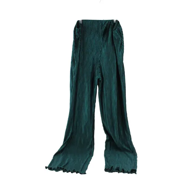 Truself Women's Teal Green Stretch Pants Lettuce Hem PXL