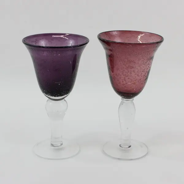 Lot Of 2 Artland Iris Plum Pattern Glass Water Goblet 8.5" Tall