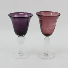 Lot Of 2 Artland Iris Plum Pattern Glass Water Goblet 8.5" Tall