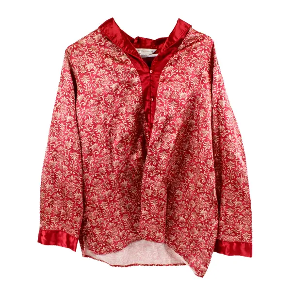 Private Luxuries Floral Chinoiserie Red Button-Up Shirt Women's Large