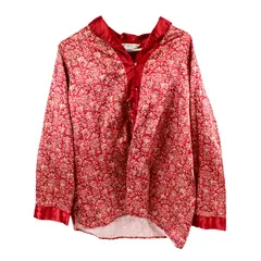 Private Luxuries Floral Chinoiserie Red Button-Up Shirt Women's Large