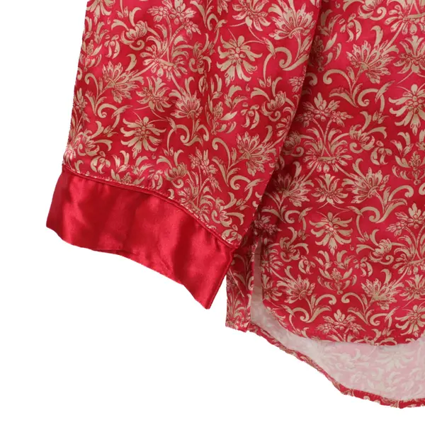 Private Luxuries Floral Chinoiserie Red Button-Up Shirt Women's Large