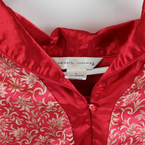Private Luxuries Floral Chinoiserie Red Button-Up Shirt Women's Large
