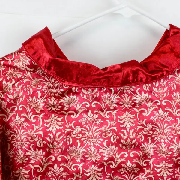 Private Luxuries Floral Chinoiserie Red Button-Up Shirt Women's Large