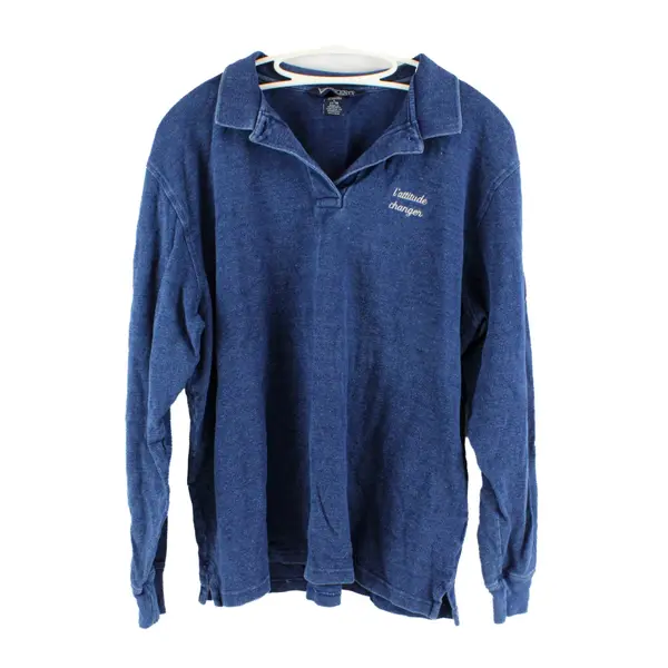 Lands' End L'Attitude Changer Women's Blue Long Sleeve Polo L 14-16